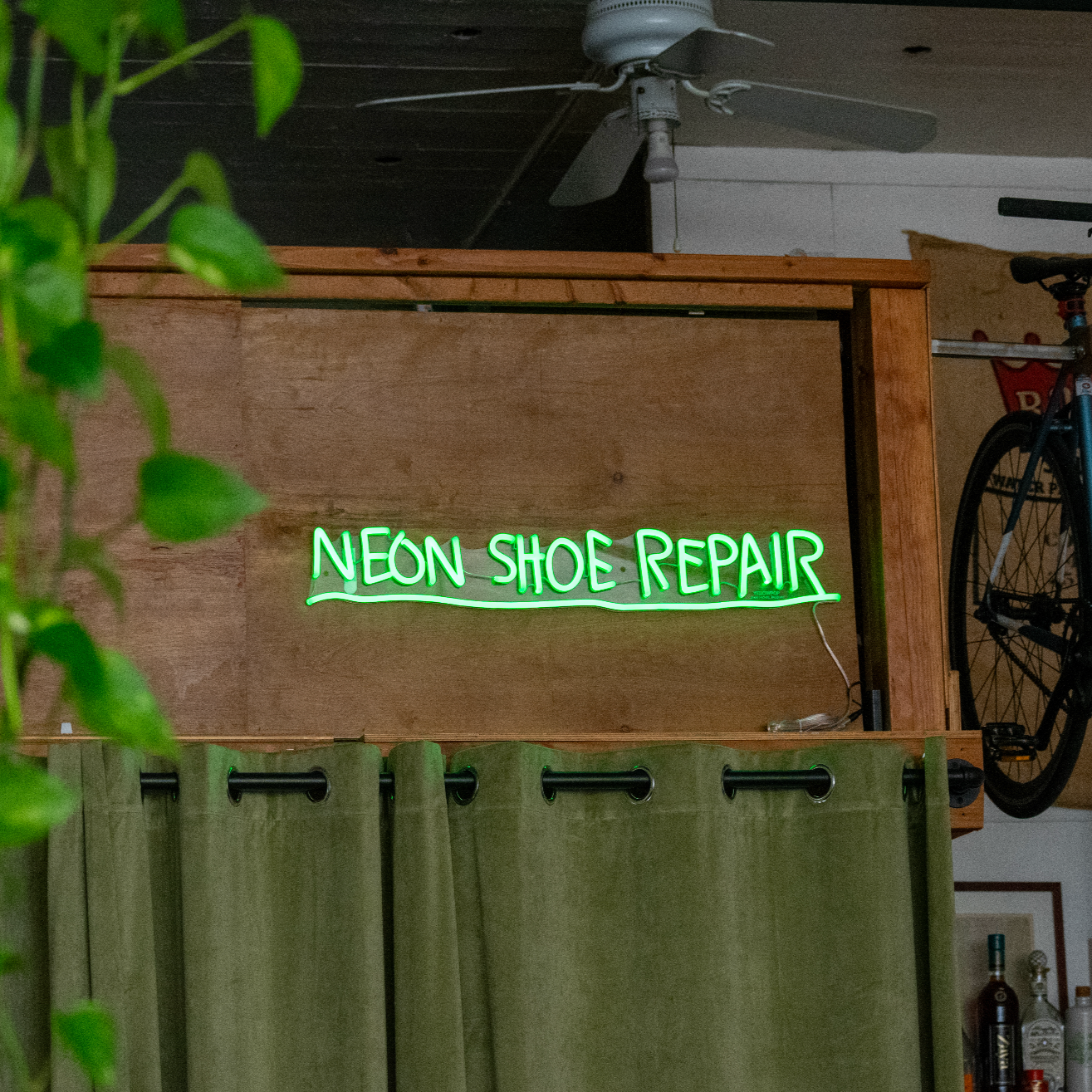 Neon Shoe Repair YP x Jean Michel Basquiat, neon LED sign